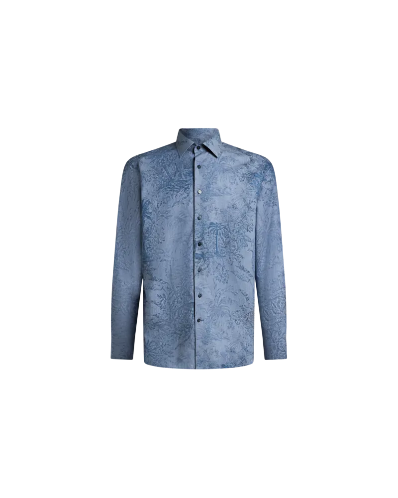 Etro Hemd Mit Safarimotiv Ton In Ton, Herren, Hellblau, Größe Hellblau