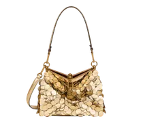 Tasche Vela Klein Aus Leder Mit Laminierten Pailletten, Damen, Gold