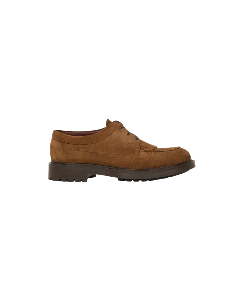Etro Mokassins Mit Schnürung Aus Veloursleder Mit Arnica-motiv, Herren, Braun, Größe Braun