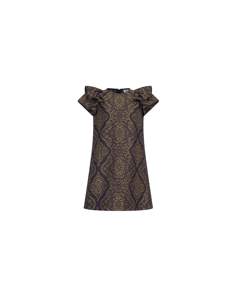 Etro Kleid Mit Goldfarbenem Damast-jacquardmuster, Braun, Größe Braun
