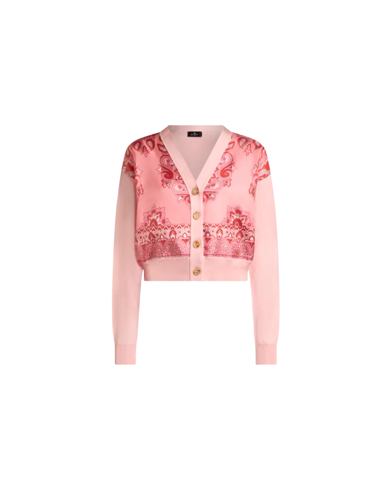 Etro Cropped Cardigan Aus Strickstoff Mit Druck, Damen, Rosa, Größe Rosa