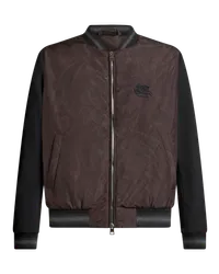 Etro Bomberjacke Mit Paisleymuster Und Logo, Herren, Schwarz Schwarz