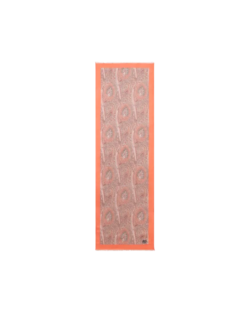 Etro Schal Aus Kaschmir Mit Floralem Paisley-motiv, Damen, Orange Orange