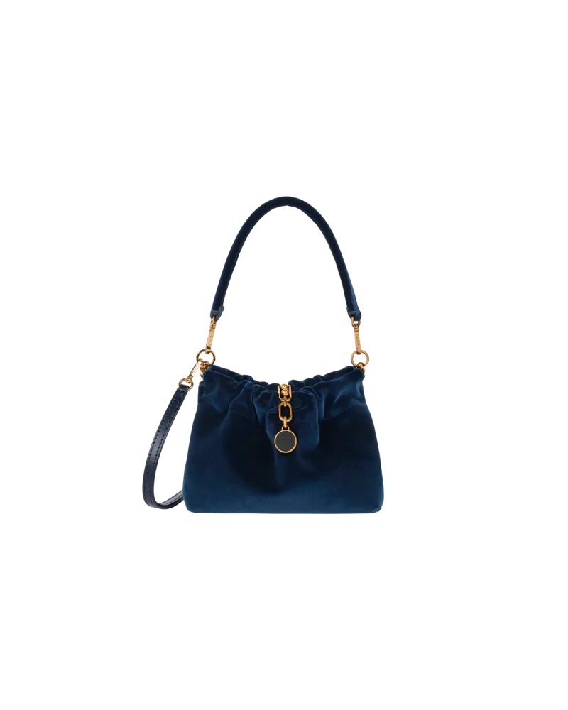 Etro Tasche Vela Blossom Klein Aus Samt, Damen, Blau Blau