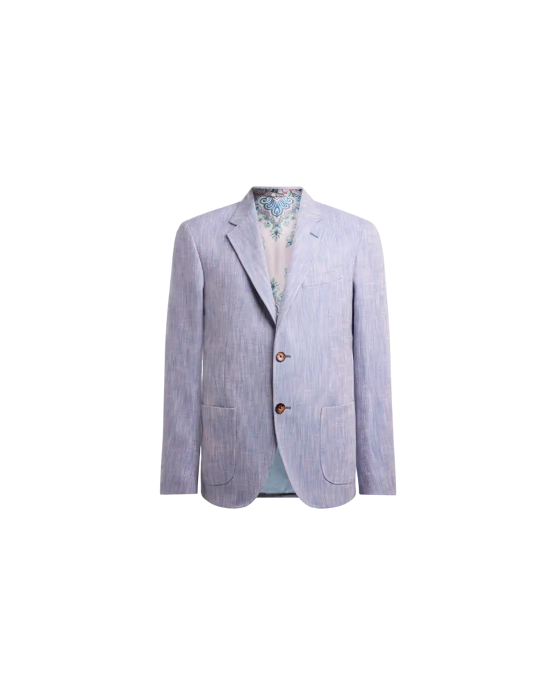 Etro Einreihige Jacke Aus Baumwolle Mit Chevron-motiv, Herren, Violett, Größe Violett