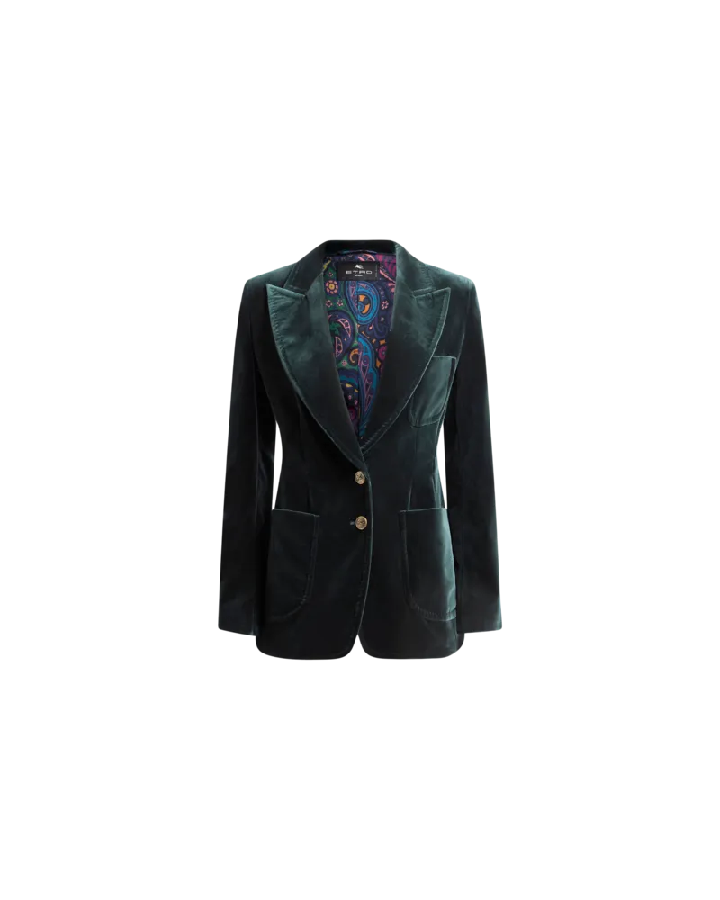 Etro Jacke Aus Elastischem Samt, Damen, Dunkelgrün, Größe Dunkelgrün