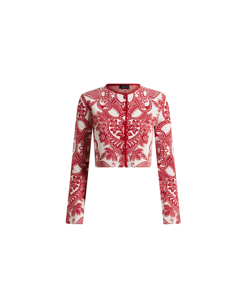 Etro Zweifarbiger Cropped Cardigan, Damen, Bordeaux, Größe Bordeaux