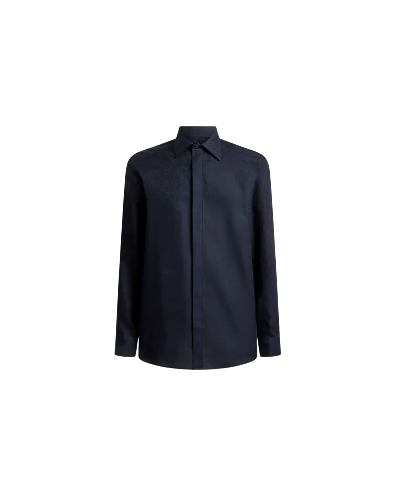 Etro Jacquard-hemd Aus Baumwolle Mit Medaillon-motiv, Herren, Schwarz, Größe Schwarz