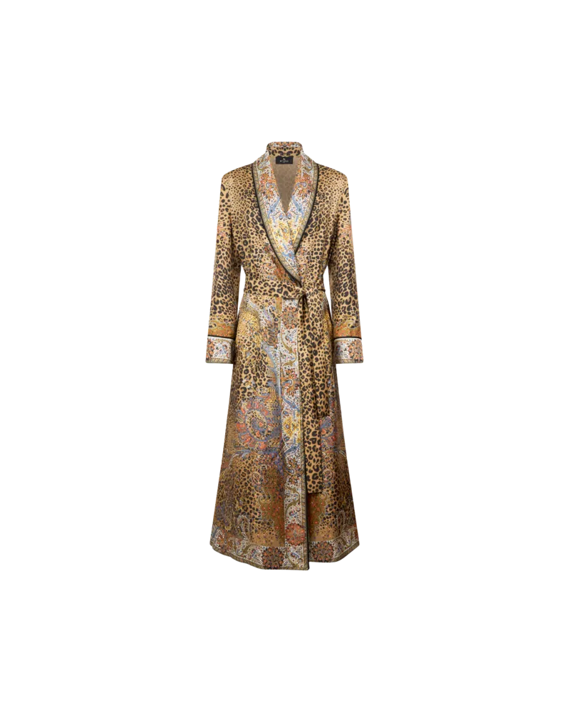 Etro Mantel Im Stil Eines Morgenmantels Aus Seide Mit Paisley-animal-motiv, Damen, Braun, Größe Braun