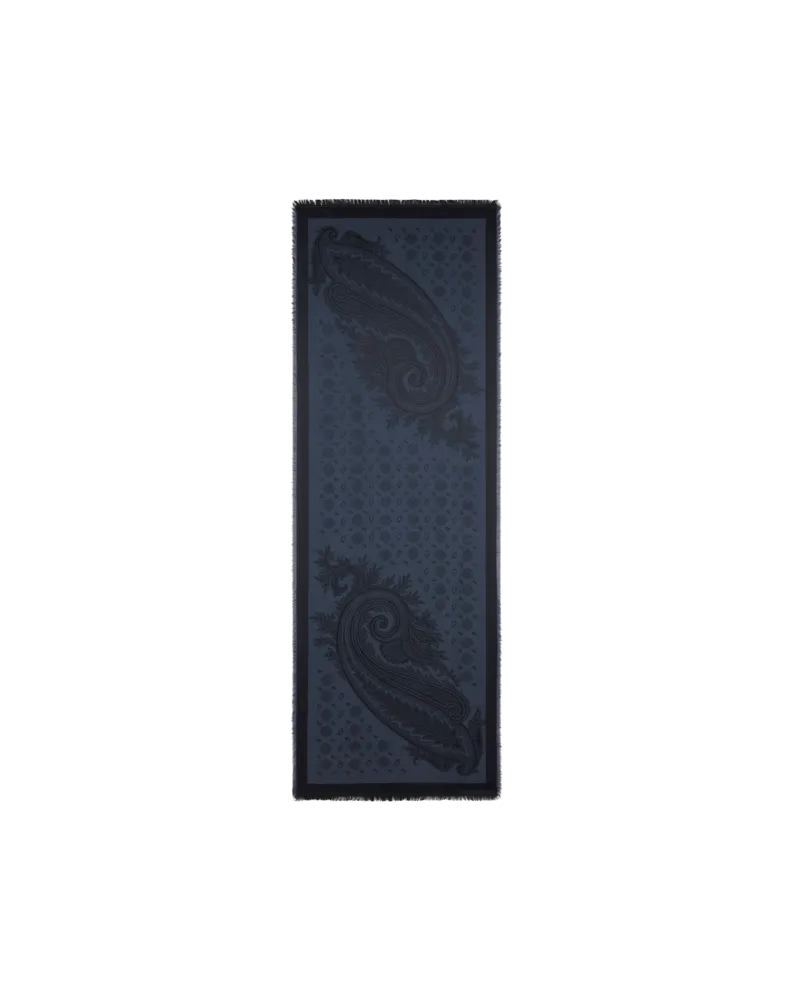Etro Jacquard-schal Aus Seide Und Wolle Mit Paisleys, Herren, Navyblau Navyblau