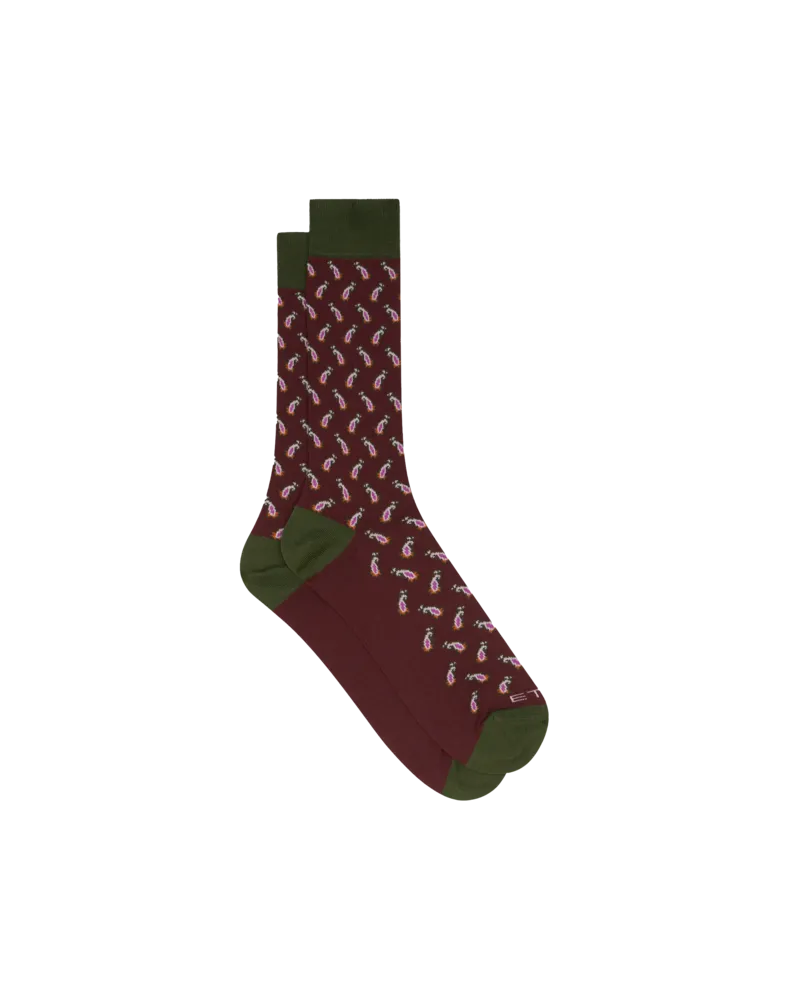 Etro Socken Mit Kleinem Paisley-jacquardmuster, Herren, Bordeaux, Größe Bordeaux