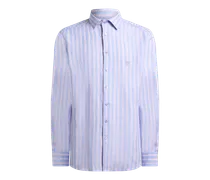 Gestreiftes Leinenhemd Mit Pegaso-stickerei, Herren, Hellblau, Größe