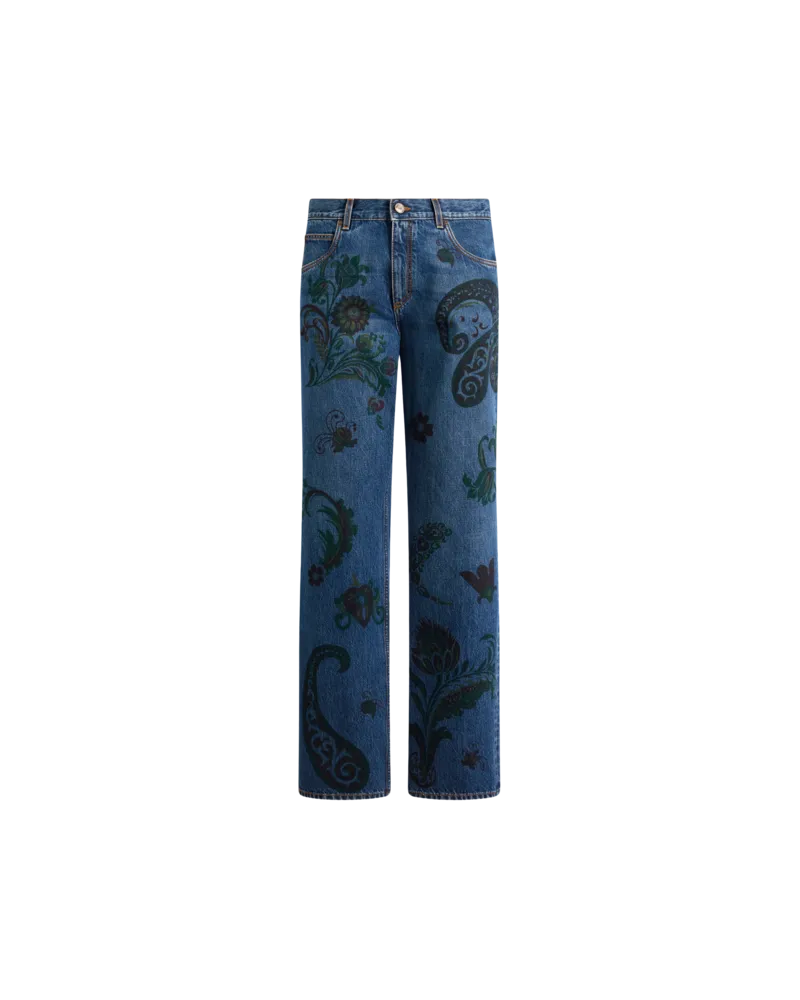Etro Jeans Mit Geradem Bein Und Print, Herren, Blau, Größe Blau