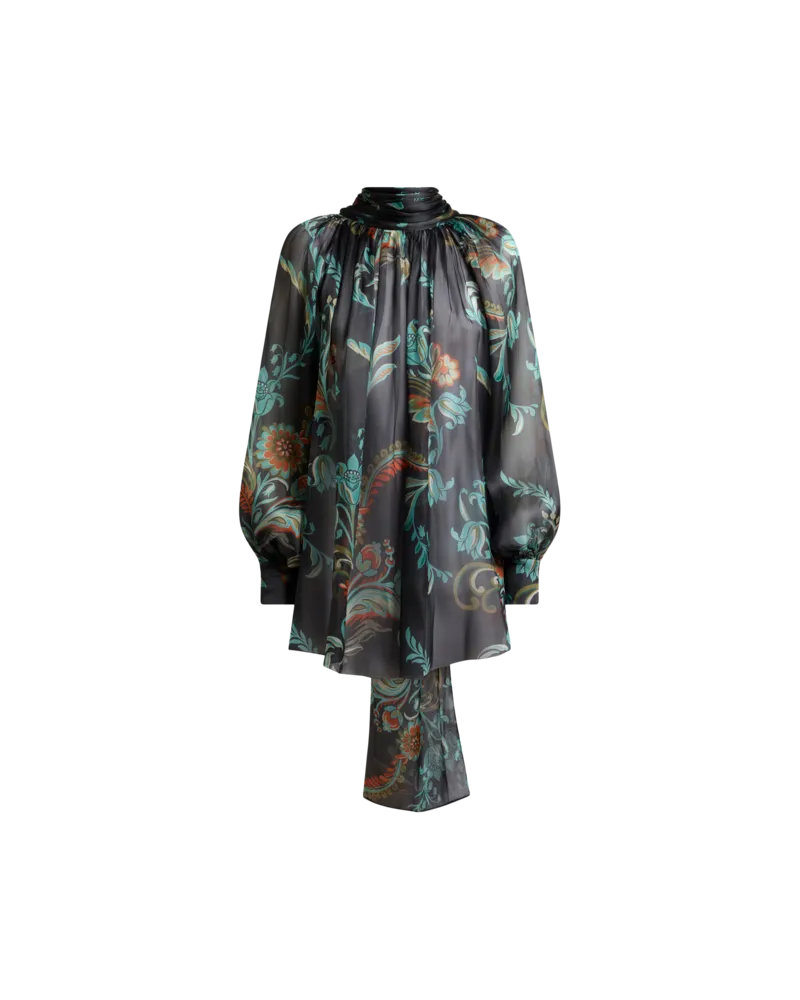 Etro Bluse Aus Seide Mit Narzissenmotiv, Damen, Multicolor, Größe Multicolor