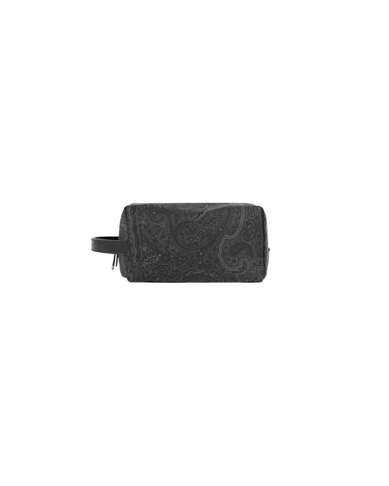 Etro Kleine Pouch Aus Nylon Mit Henkel Und Arnica-motiv, Herren, Schwarz Schwarz