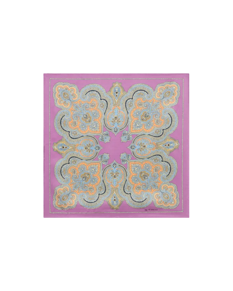 Etro Pochette Aus Seide Mit Blumenmuster, Herren, Violett Violett