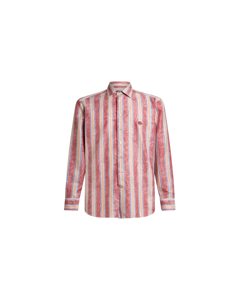 Etro Gestreiftes Hemd Mit Paisleymuster, Herren, Rosa, Größe Rosa
