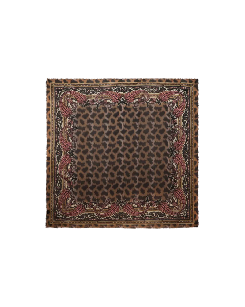 Etro Schultertuch Aus Wolle Mit Animal-motiv, Damen, Braun Braun