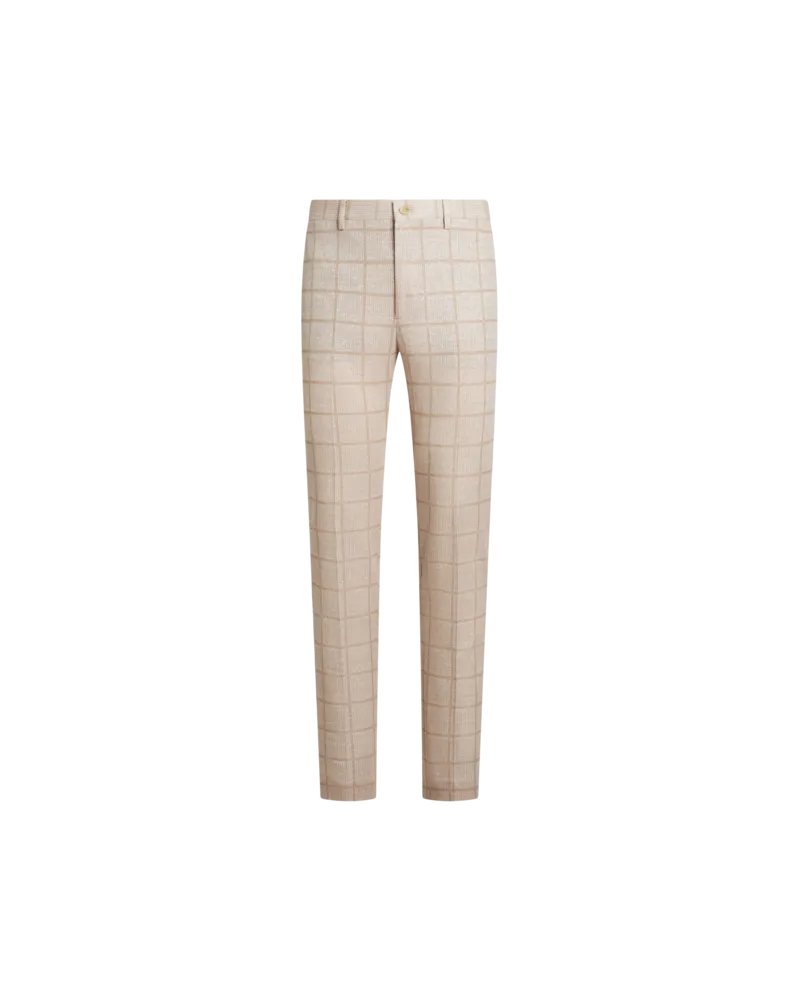Etro Hose Aus Einer Leinenmischung Im Karomuster, Herren, Beige, Größe Beige