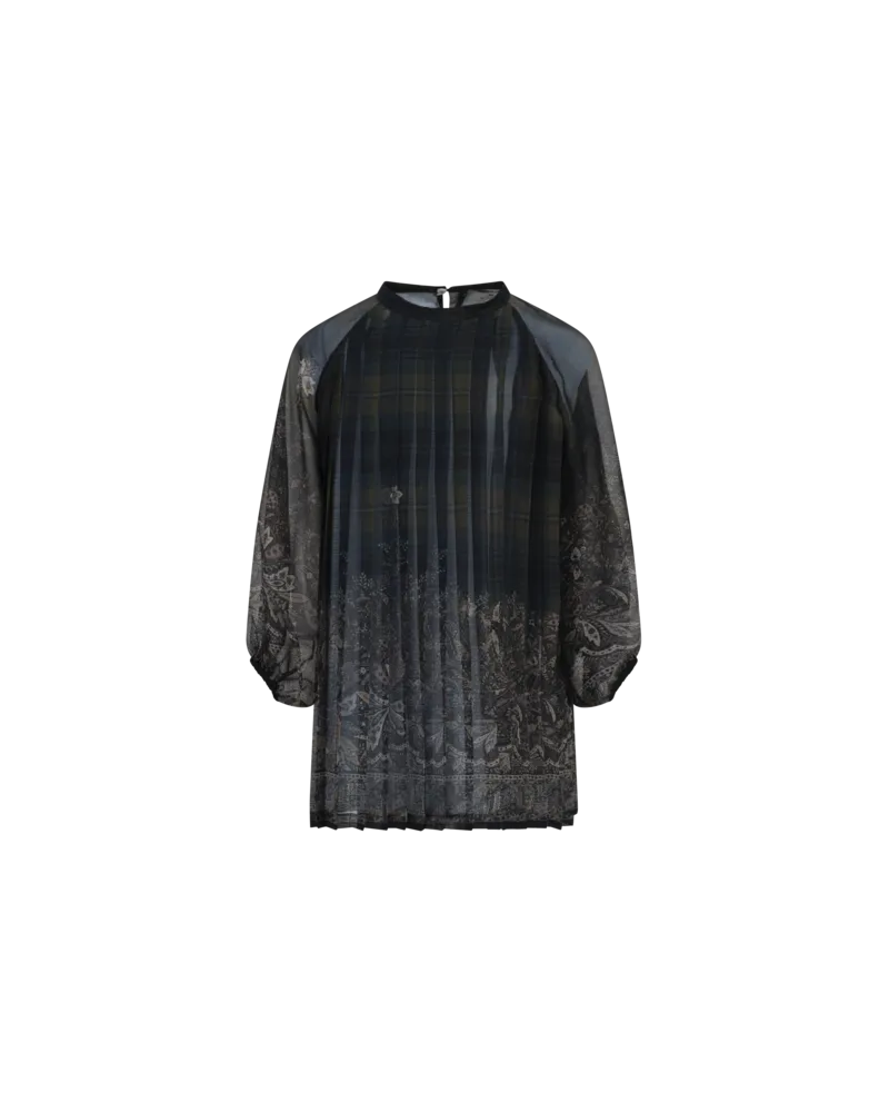 Etro Faltenkleid Aus Leichtem Crepe De Chine Mit Platziertem Print, Blau, Größe Blau