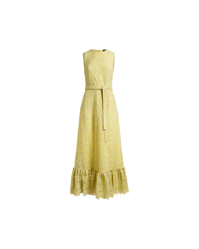 Etro Langes Kleid Aus Makramee-spitze Mit Gürtel, Damen, Gelb, Größe Gelb