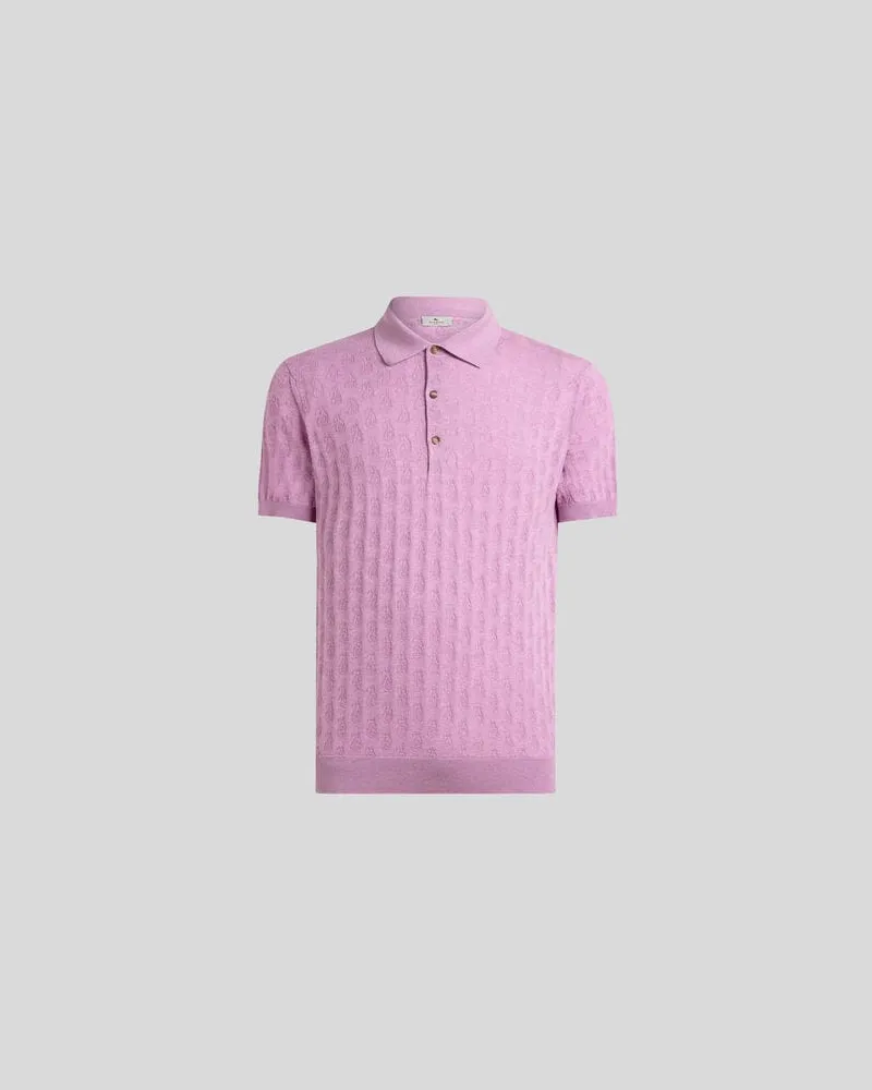 Etro Poloshirt Aus Baumwoll-strickstoff Mit Mikro-paisleys, Herren, Rosa, Größe Rosa