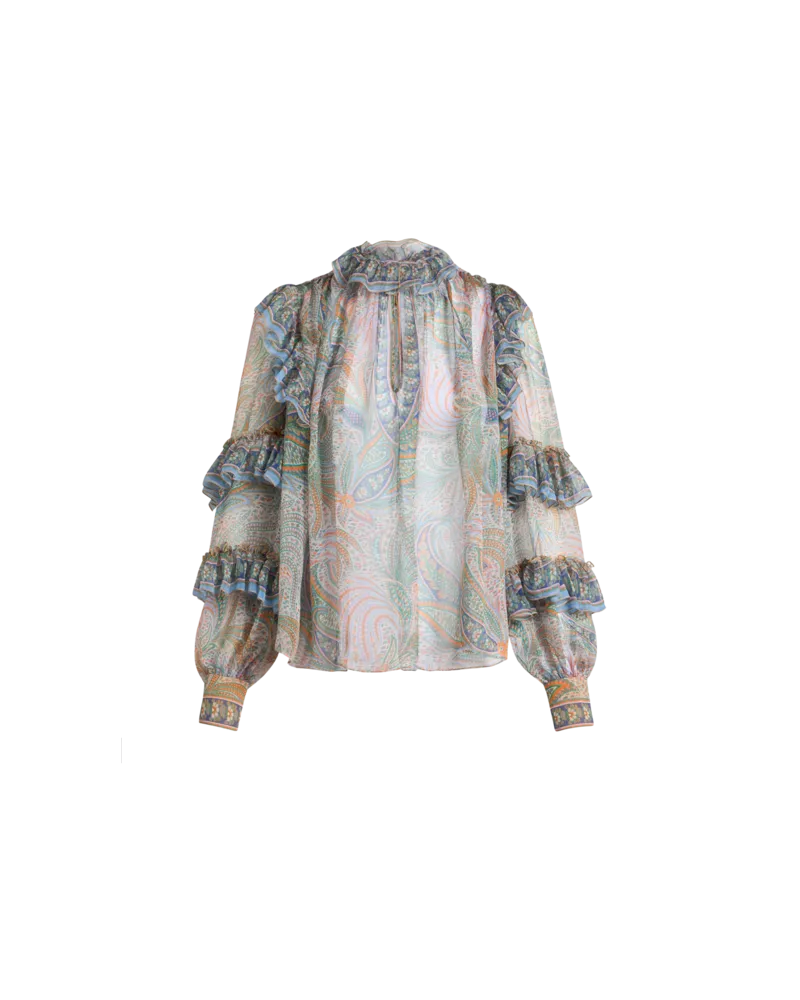 Etro Bluse Aus Seide Mit Rüschen, Grau, Größe Grau
