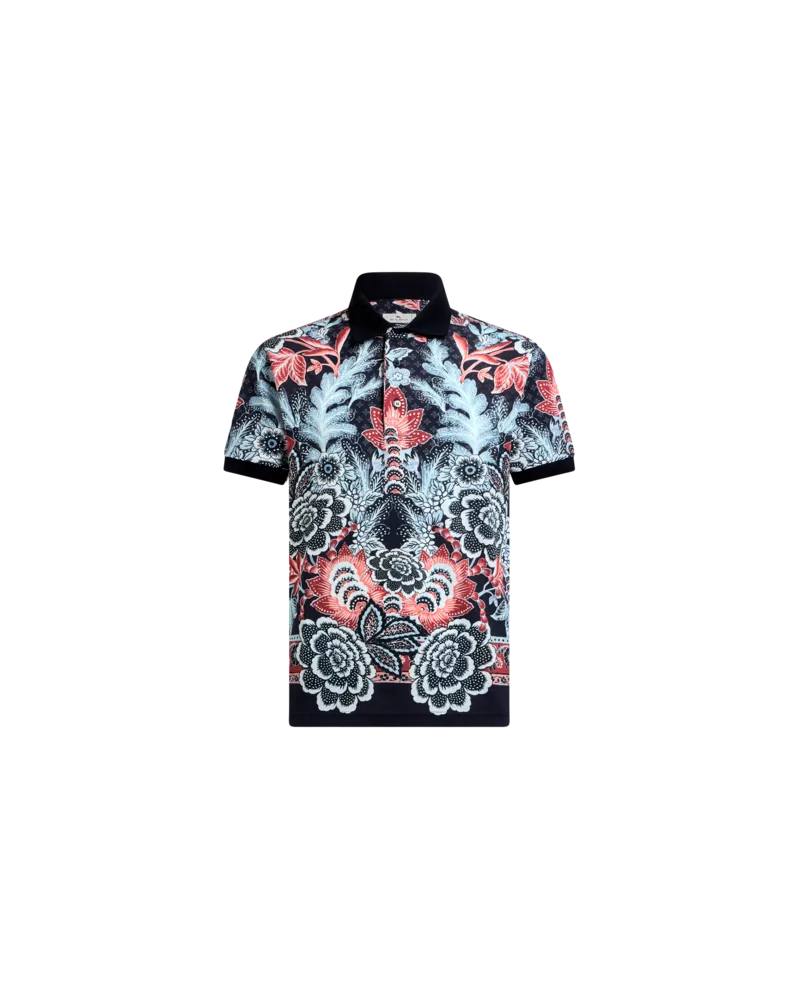 Etro Poloshirt Aus Baumwolle Mit Print, Herren, Blau, Größe Blau