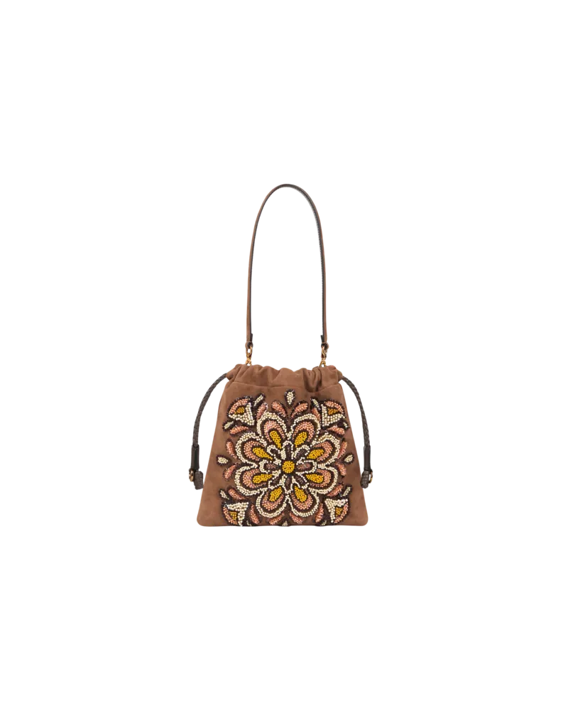 Etro Tasche Kalispera Klein Mit Stickerei, Damen, Hellbraun Hellbraun