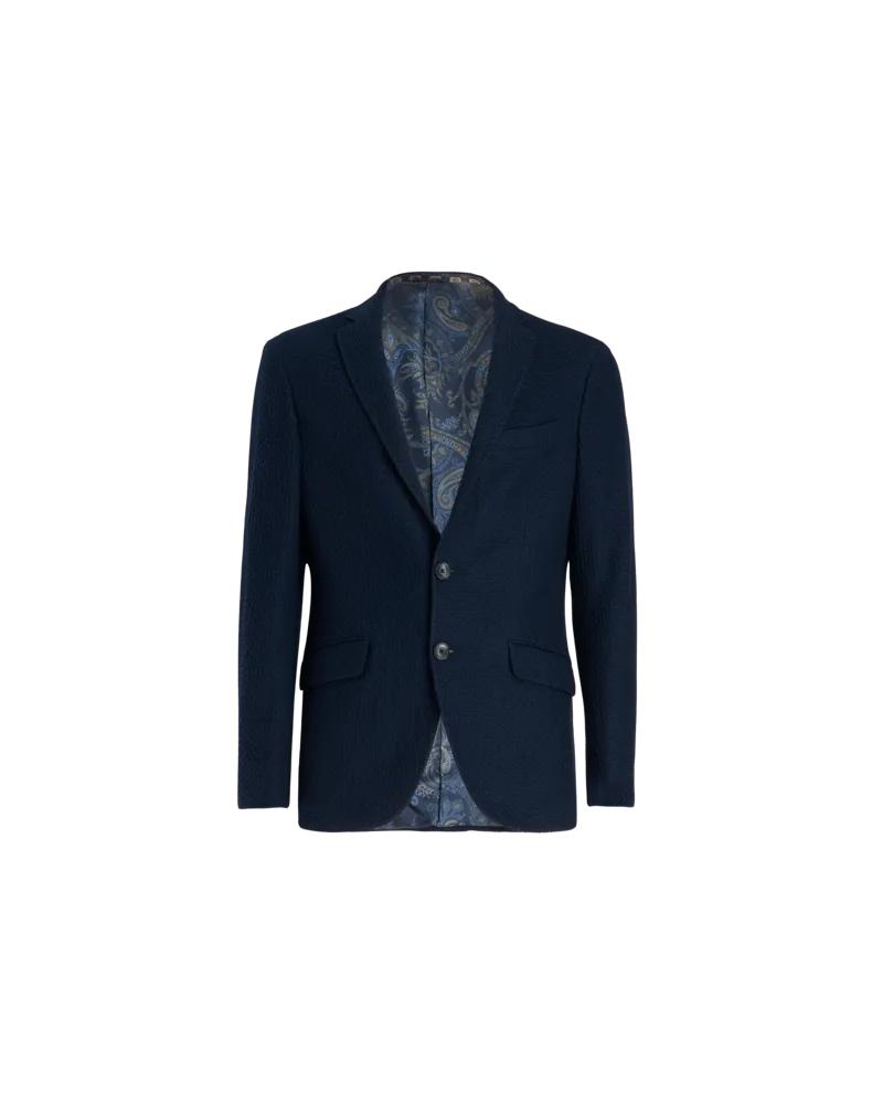 Etro Sakko Aus Verarbeitetem Jersey, Herren, Blau, Größe Blau