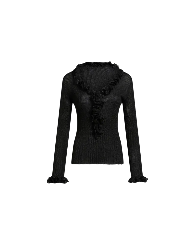 Etro Metallic-top Mit Rüschen, Damen, Schwarz, Größe Schwarz