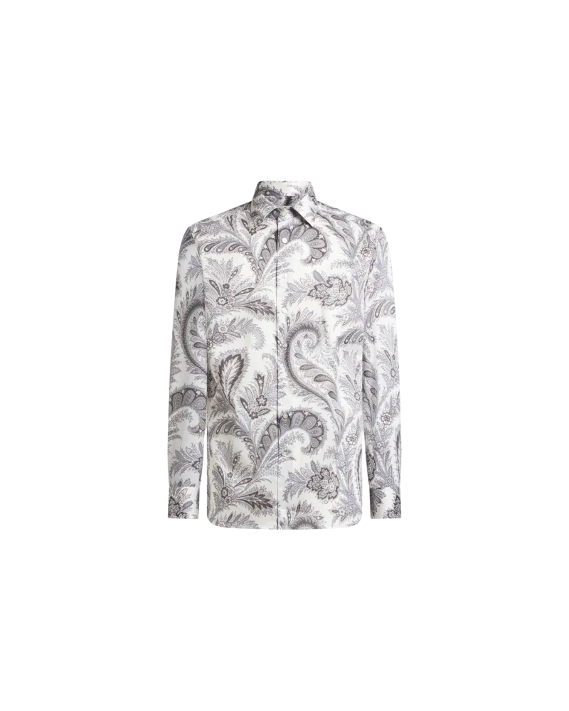 Etro Hemd Aus Baumwolle Mit Floralem Paisleymuster, Herren, Grau, Größe Grau