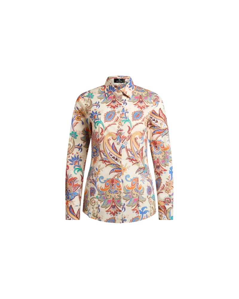 Etro Hemdbluse Aus Bedruckter Popeline, Damen, Beige, Größe Beige