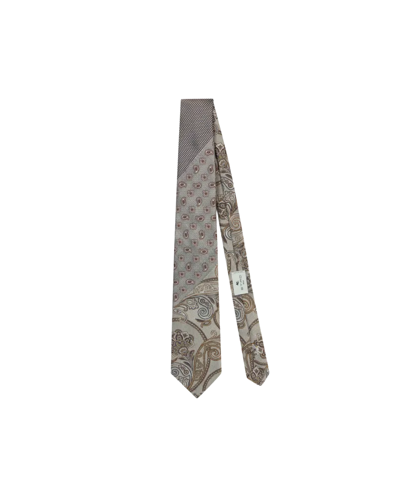 Etro Patchwork-krawatte Aus Seide, Herren, Beige Beige