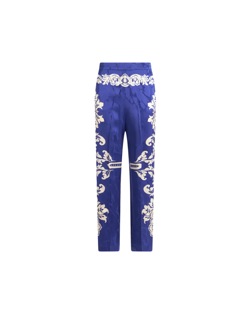 Etro Palazzohose Aus Floralem Jacquard, Damen, Elektroblau, Größe Elektroblau