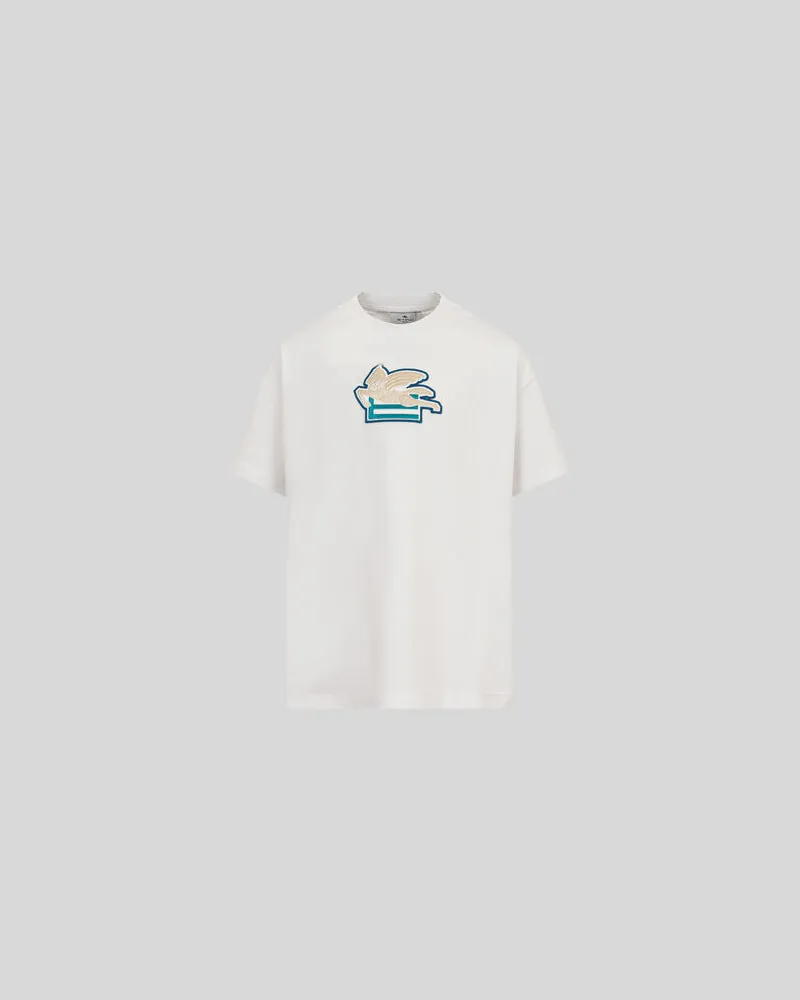 Etro T-shirt Mit Aufgesticktem Pegaso-patch, Weiß, Größe Weiß