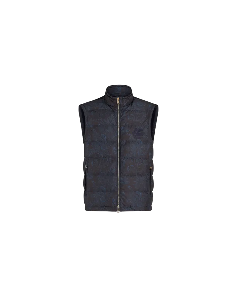 Etro Ärmellose Daunenjacke Mit Paisley Und Kapuze, Herren, Navyblau, Größe Navyblau