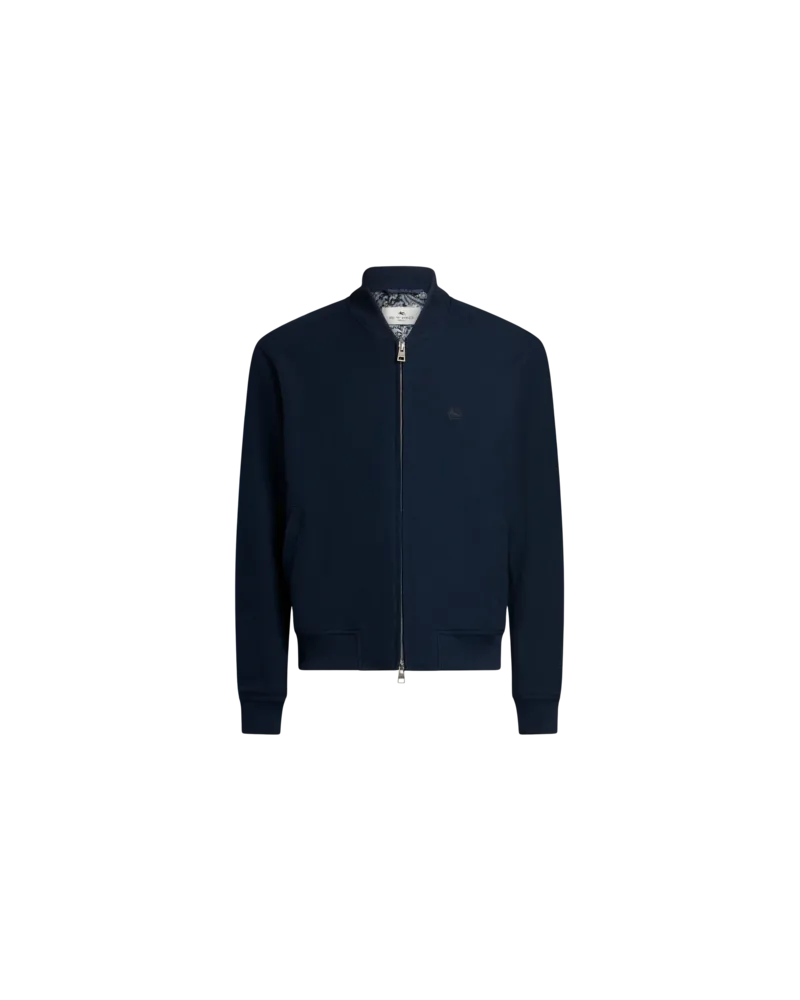 Etro Bomberjacke Aus Baumwolle Mit Pegaso-stickerei, Herren, Navyblau, Größe Navyblau