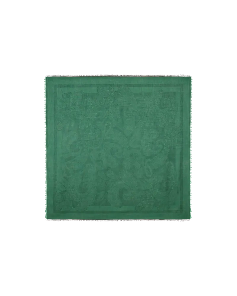Etro Schultertuch Aus Einer Wollmischung Mit Jacquard-paisley-motiv, Damen, Grün Grün
