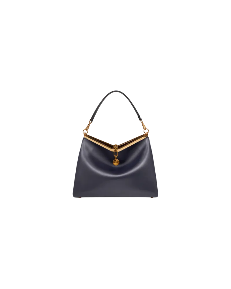 Etro Tasche Vela Gross Aus Leder, Damen, Navyblau Navyblau