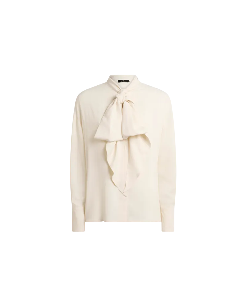 Etro Jacquard-hemdbluse Aus Einer Seidenmischung Mit Foulard Und Paisley-motiv, Damen, Beige, Größe Beige