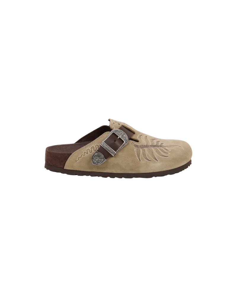 Etro Boston-sabots Aus Veloursleder Mit Stickerei, Birkenstock By Etro, Damen, Taupe, Größe Taupe
