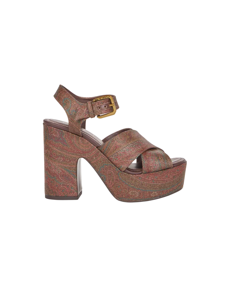 Etro Plateau-sandalen Mit Pasleymuster, Damen, Braun, Größe Braun