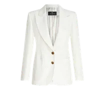 Blazer Aus Geflammtem Stoff, Damen, Weiß, Größe