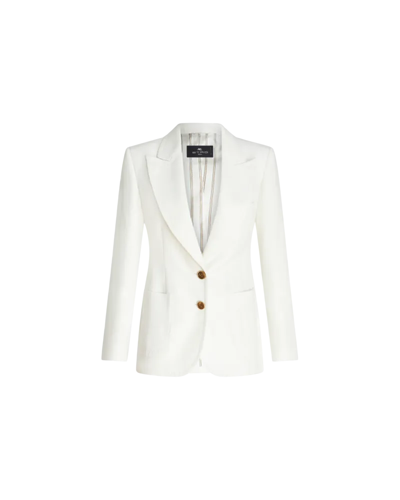 Etro Blazer Aus Geflammtem Stoff, Damen, Weiß, Größe Weiß