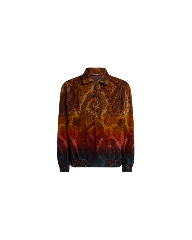 Etro Jacke Aus Cordsamt Aus Baumwolle Mit Platziertem Paisley-dégradé-print, Herren, Braun, Größe Braun
