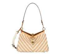 Tasche Vela Klein Aus Bast Und Geflochtenem Leder, Damen, Weiß
