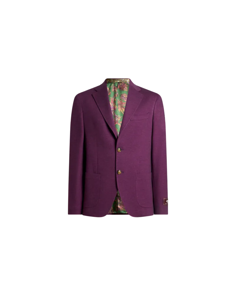 Etro Einreihige Jacke Aus Jersey Aus Einer Wollmischung, Herren, Violett, Größe Violett