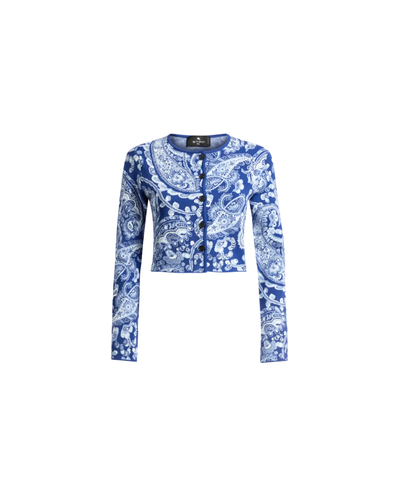 Etro Cropped Jacquard-kleid Mit Floralem Paisley-motiv, Damen, Blau, Größe Blau