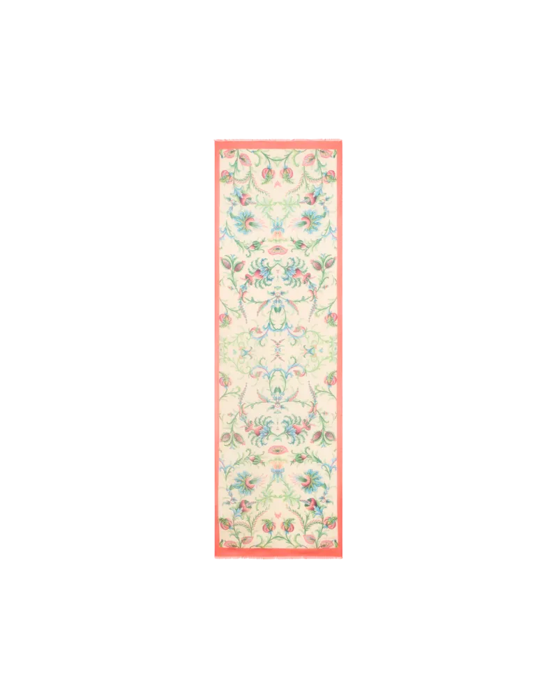 Etro Schal Aus Baumwolle Und Seide Mit Floralem Motiv, Damen, Cremefarben Cremefarben